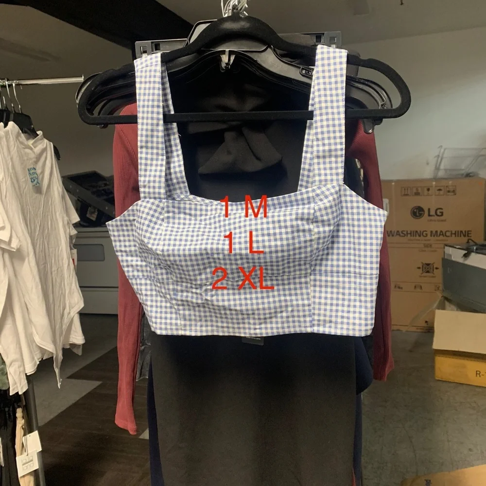 Lulus follow the sun blue gingham crop top - Picture 2 of 3